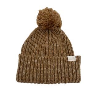 The North Face Beanie Hat Chunky Knit Pom Pom Bobble Beige Brown